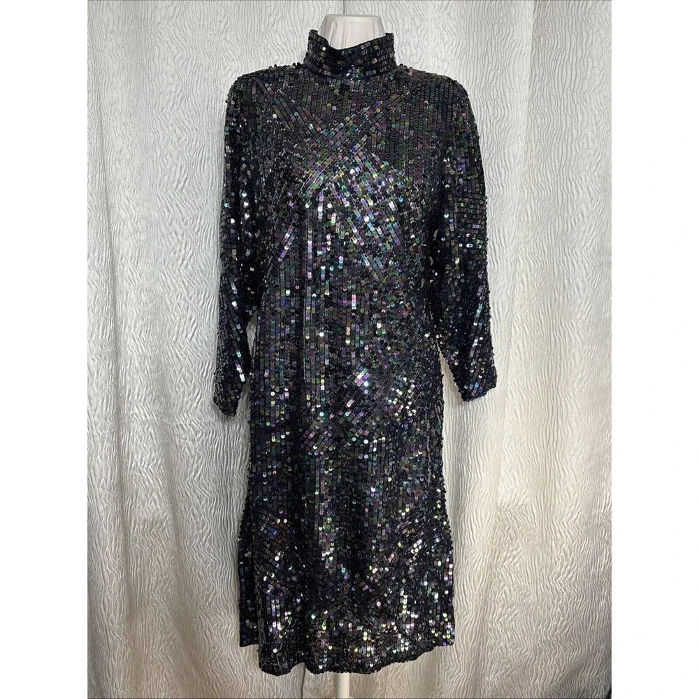 Beautiful!!  VTG Nolan Miller Dynasty Collection Dress/ Sequins/ Size 12 - Picture 4 of 13